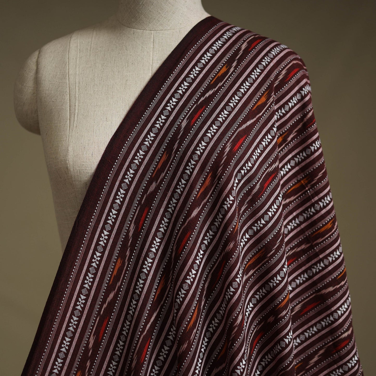 Cotton pochampally dabi ikat fabric 24 - handcrafted