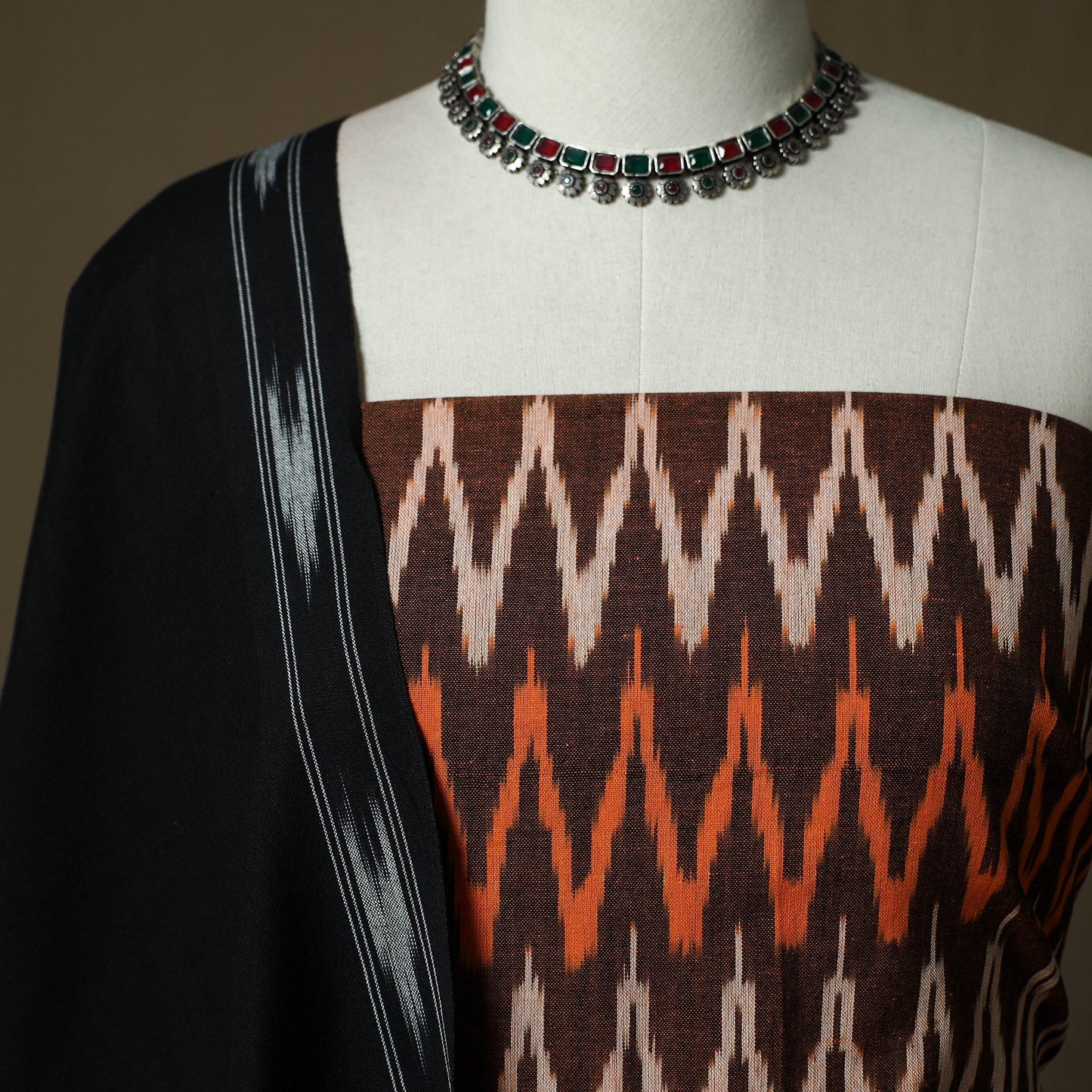 Handloom cotton pochampally ikat 3pc unstitched dress