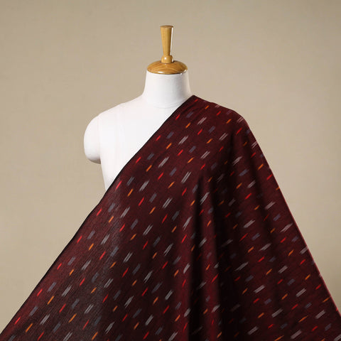 Maroon - cotton pochampally ikat fabric 02 - handcrafted