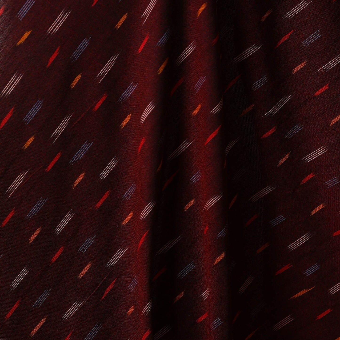 Maroon - cotton pochampally ikat fabric 02 - handcrafted