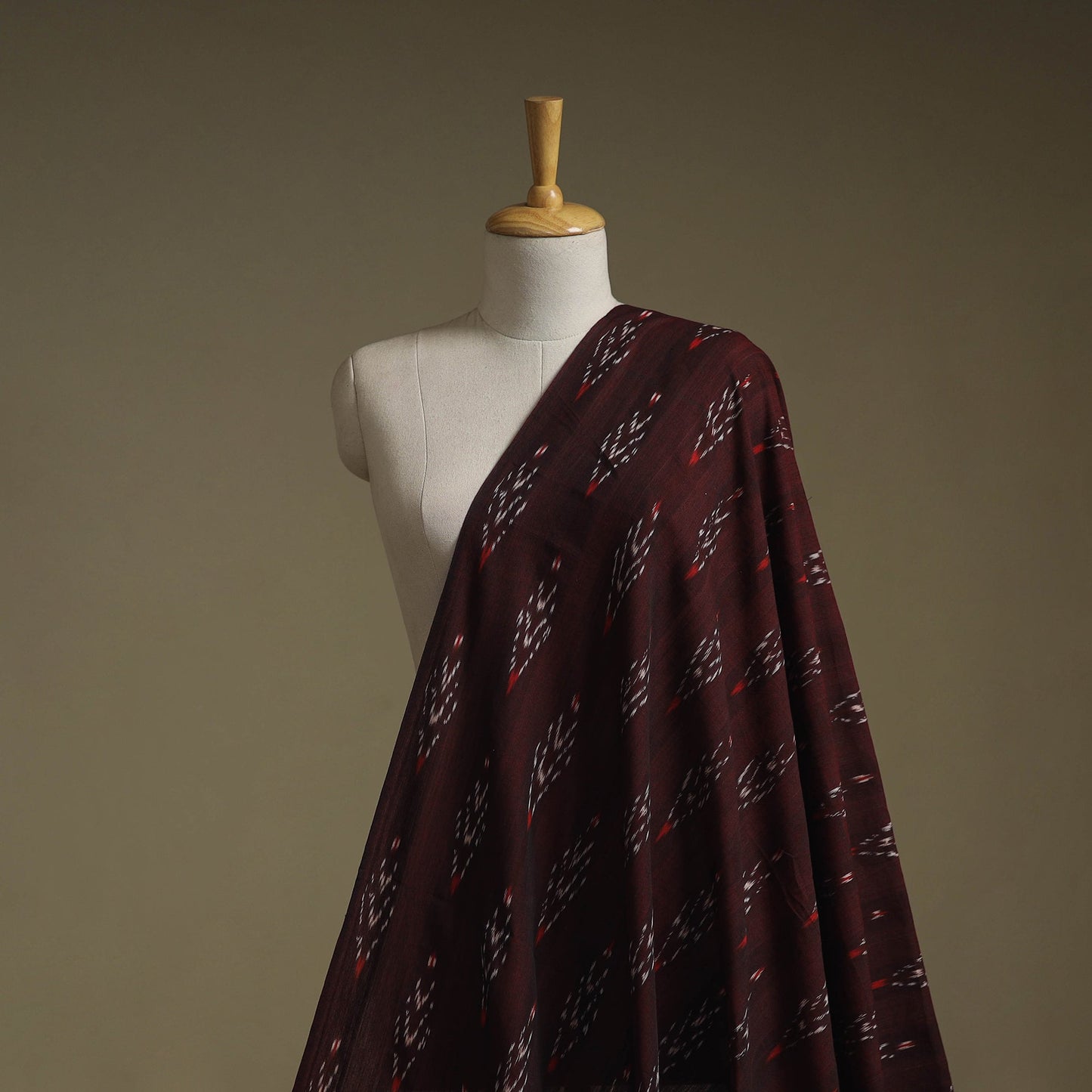 Maroon - cotton pochampally ikat fabric 04 - handcrafted