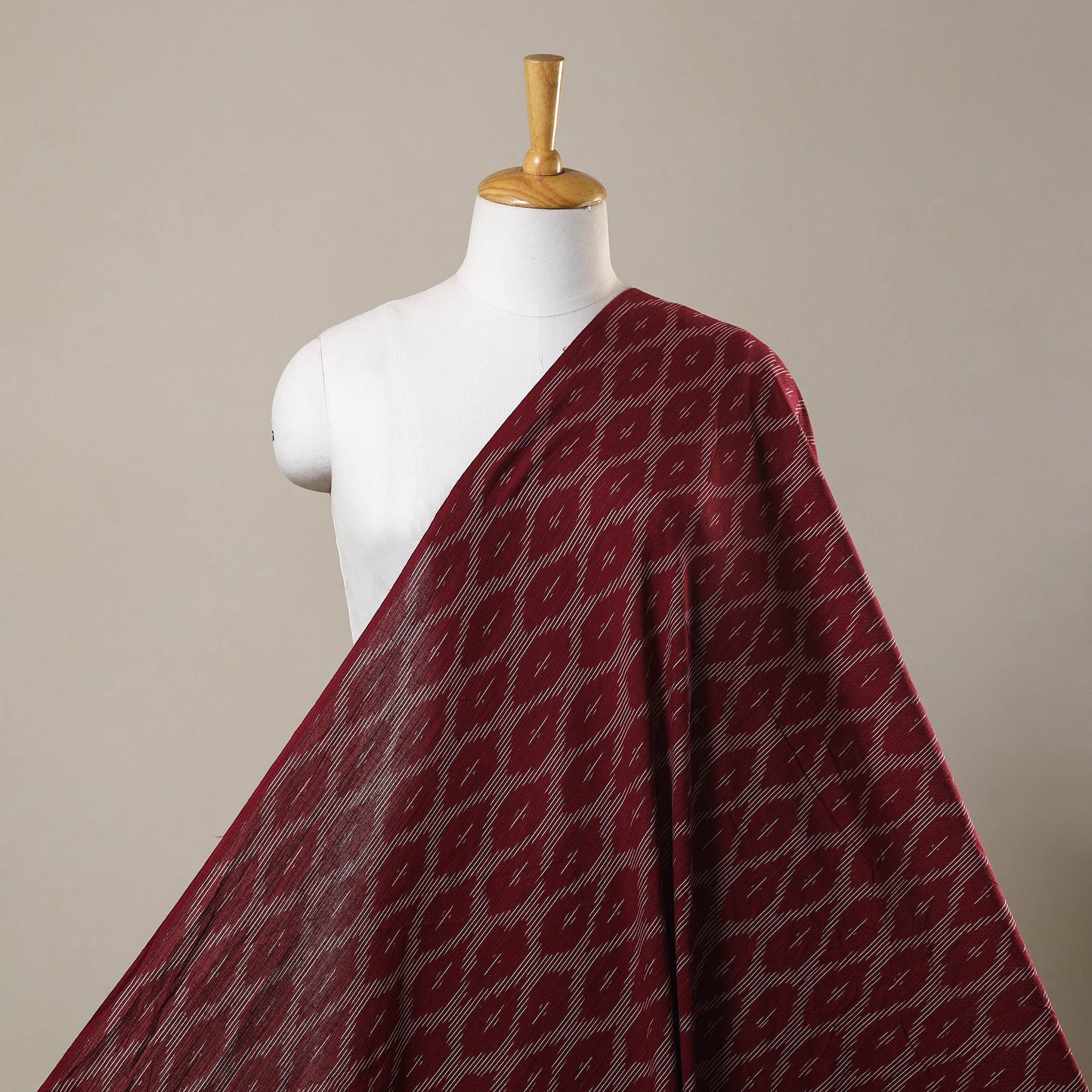 Maroon Cotton Pochampally Ikat Fabric