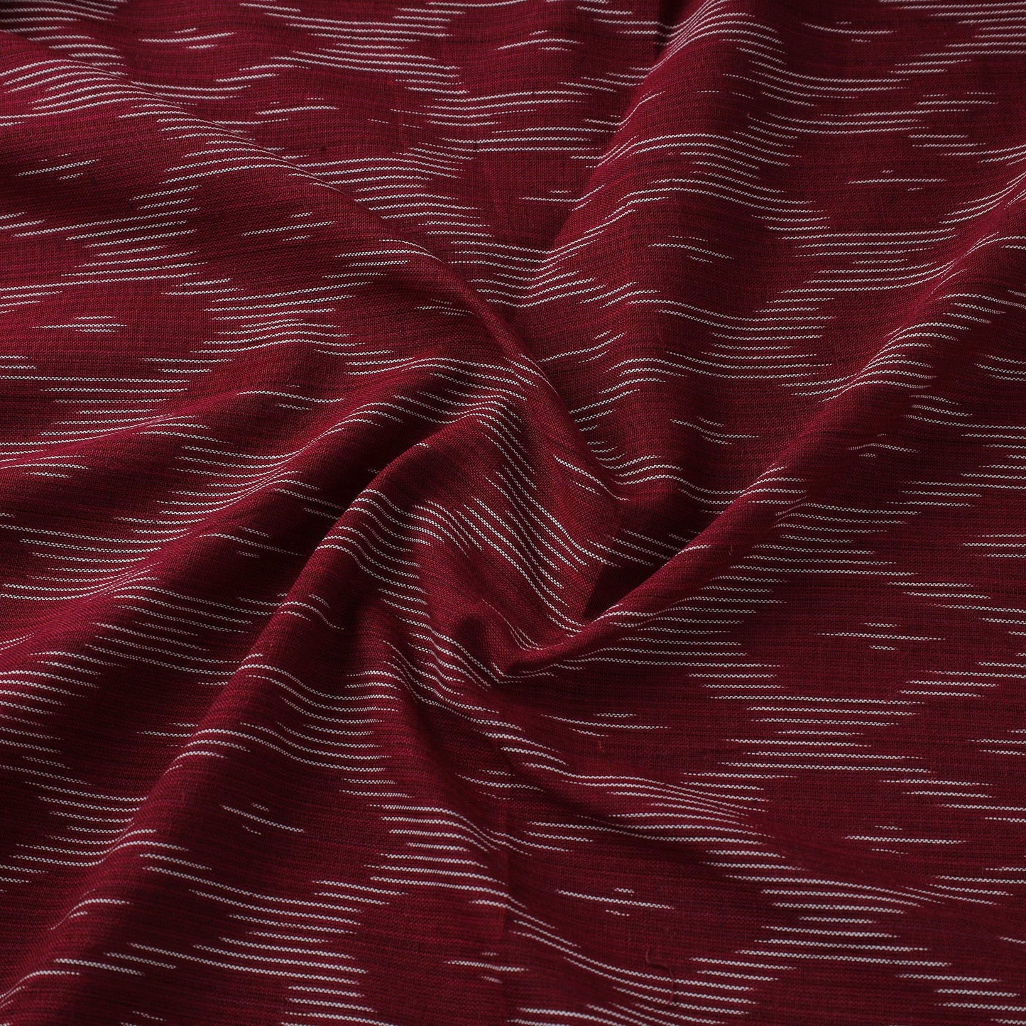 Maroon Cotton Pochampally Ikat Fabric