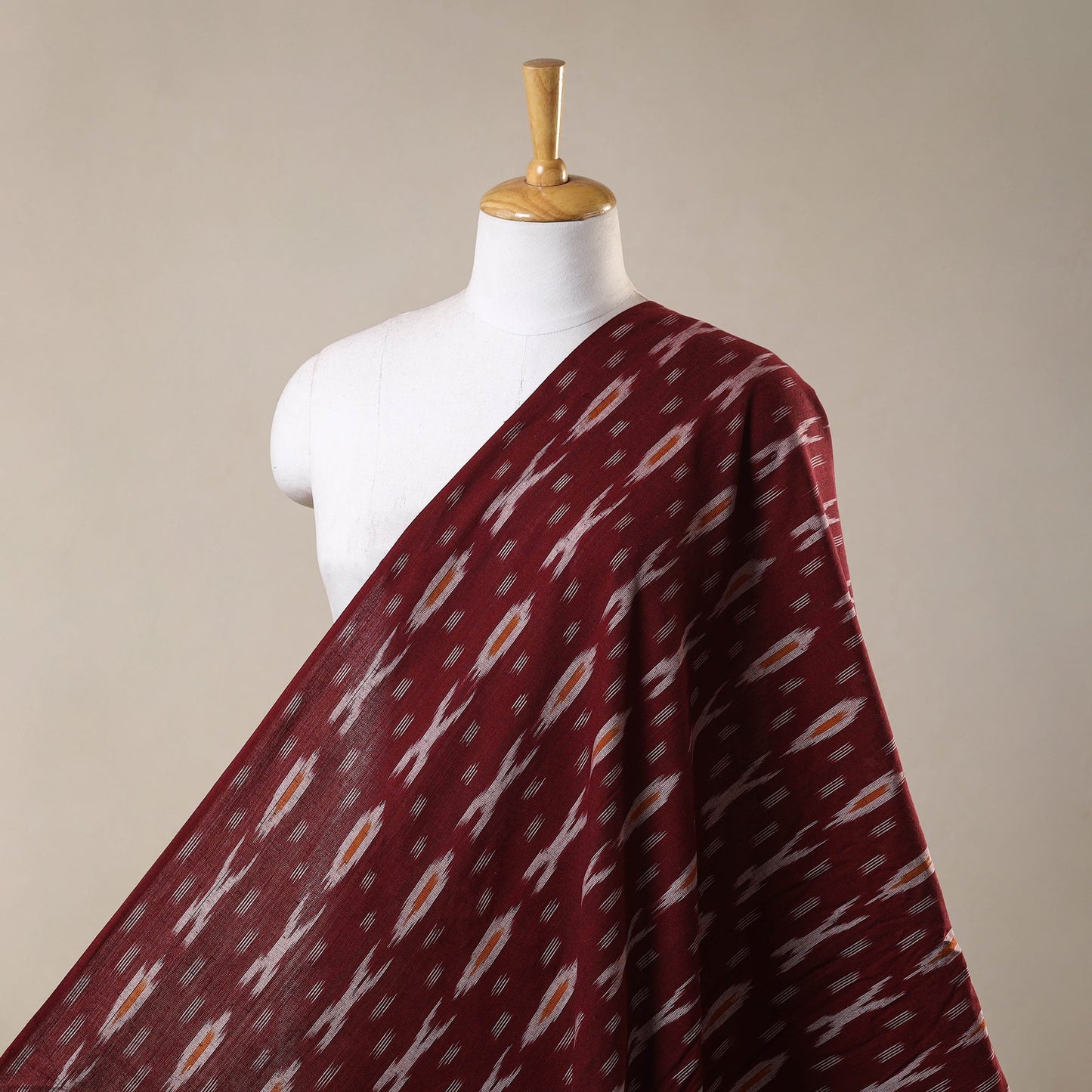 Maroon - cotton pochampally ikat fabric 20 - handcrafted