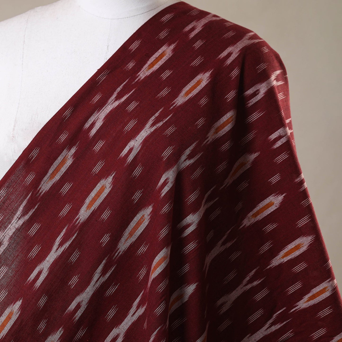 Maroon - cotton pochampally ikat fabric 20 - handcrafted