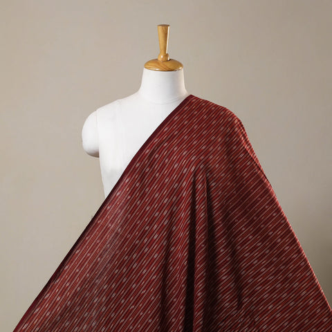 Maroon Cotton Pochampally Ikat Fabric