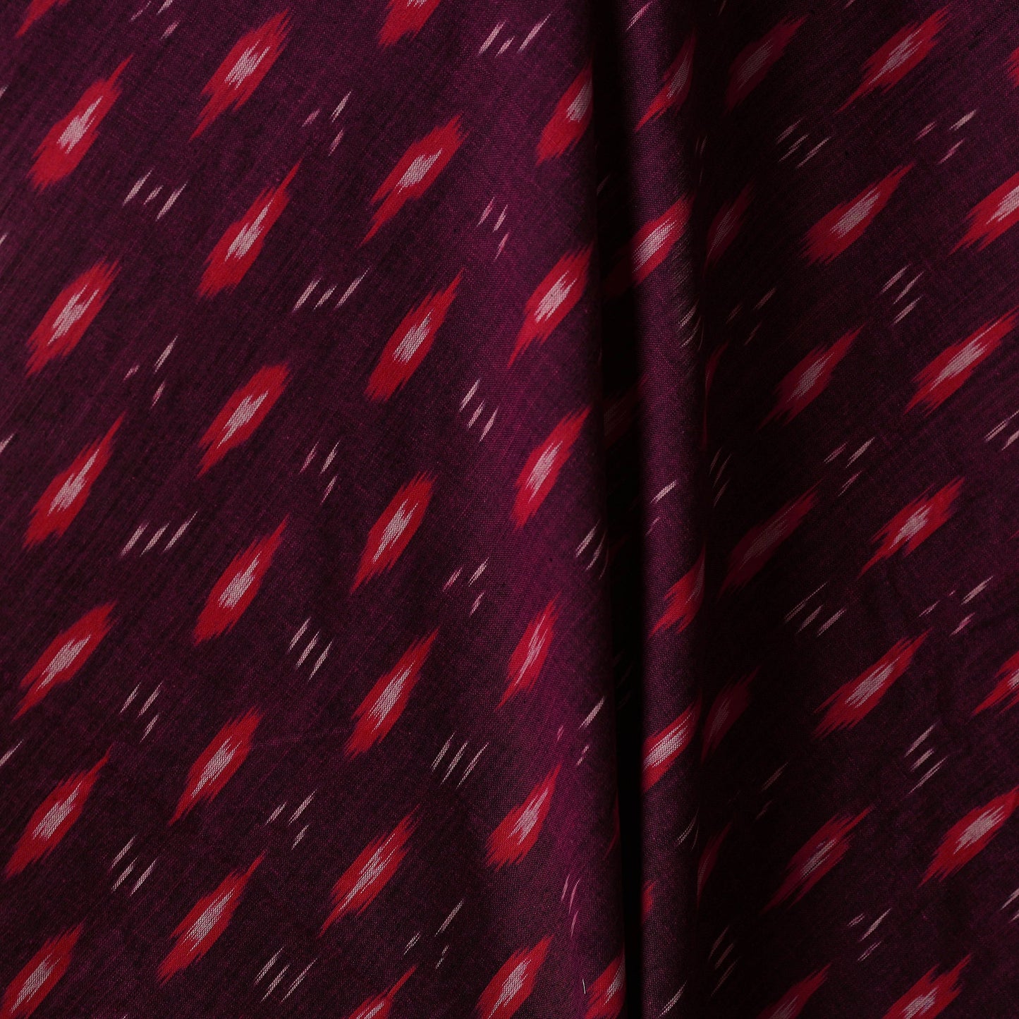 Maroon - cotton pochampally ikat fabric 28 - handcrafted