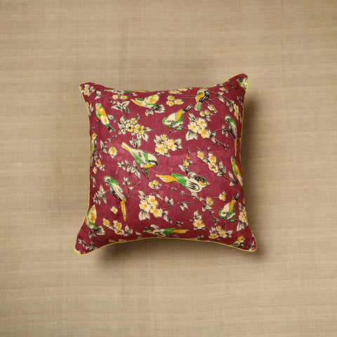  Maroon Cotton Printed Kalamkari Cushion Cover