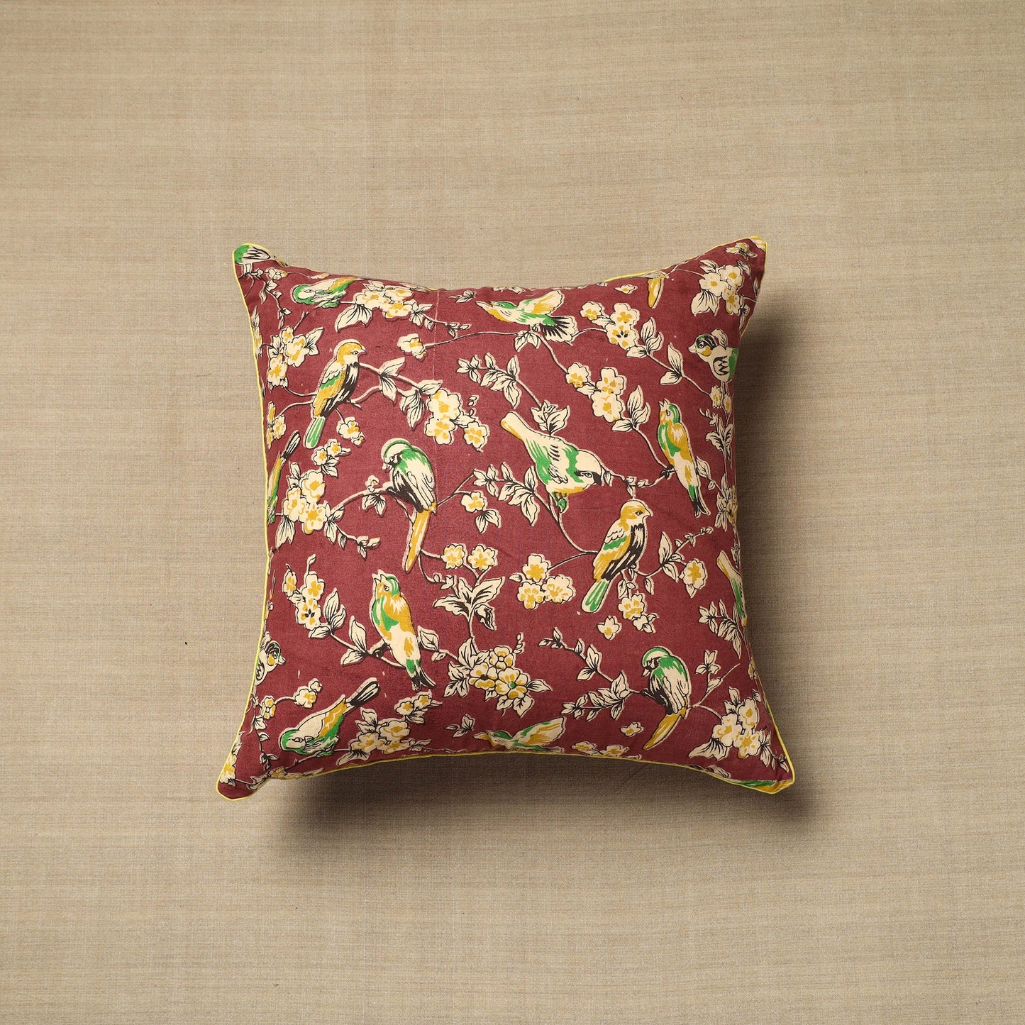 Maroon - cotton printed kalamkari cushion cover (16 x 16