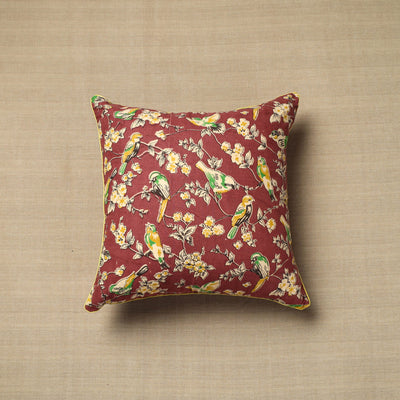 Maroon - cotton printed kalamkari cushion cover (16 x 16