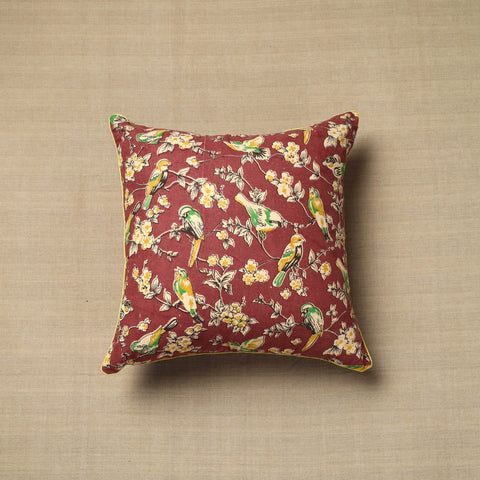Maroon - cotton printed kalamkari cushion cover (16 x 16