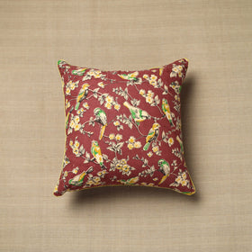 Maroon - cotton printed kalamkari cushion cover (16 x 16