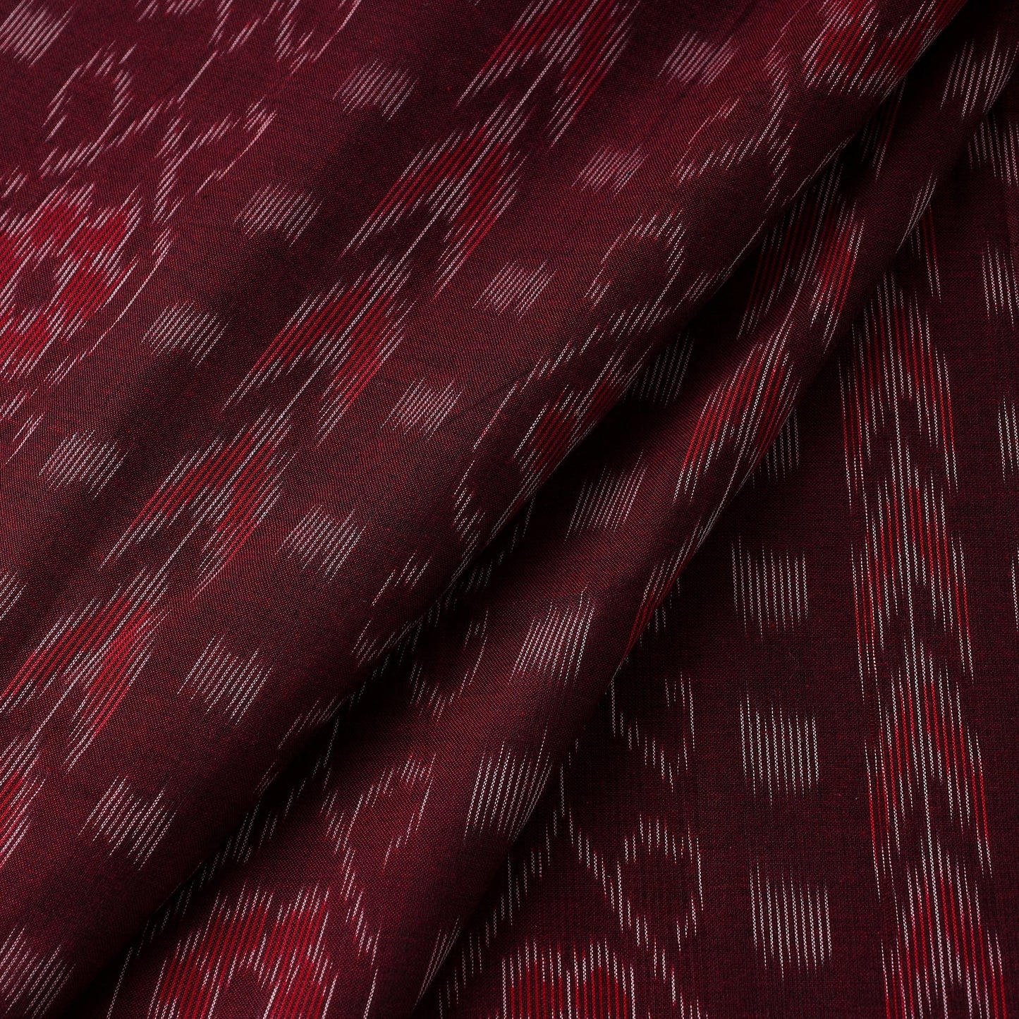 Maroon Cotton Sambalpuri Ikat Fabric