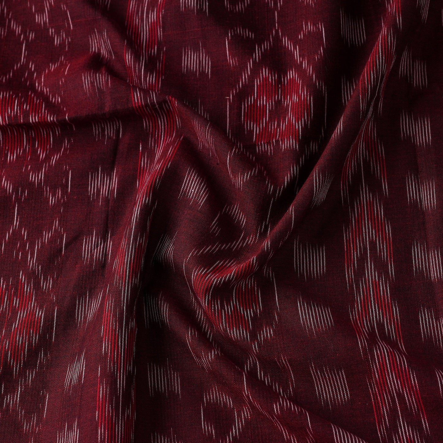 Maroon Cotton Sambalpuri Ikat Fabric