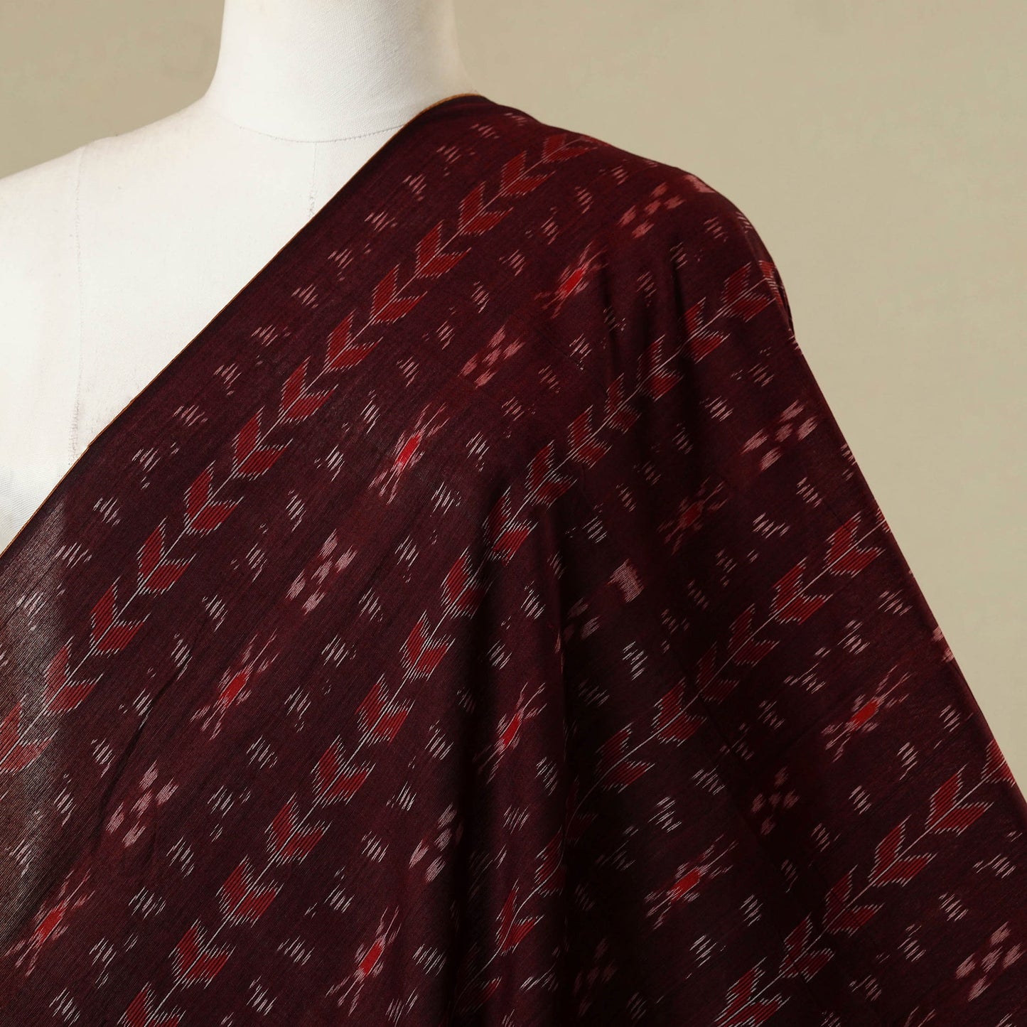 Maroon - cotton sambalpuri ikat fabric 22 - handcrafted