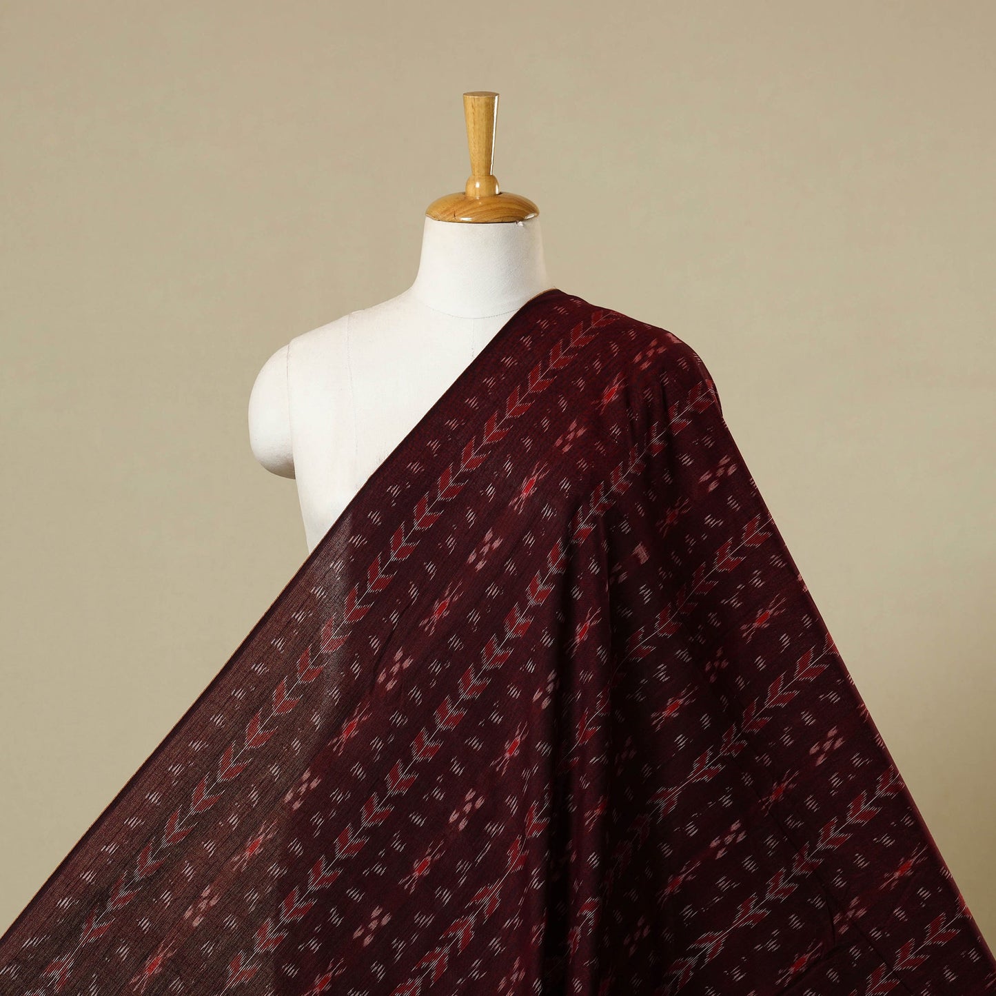 Maroon - cotton sambalpuri ikat fabric 22 - handcrafted