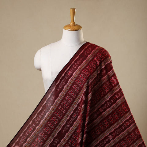 Maroon Cotton Sambalpuri Ikat Fabric