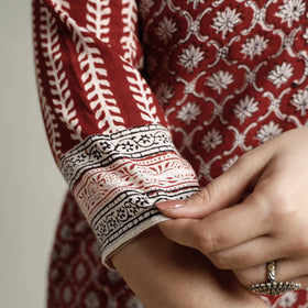Buy Block Print Cotton Straight Bagh Kurta For Women