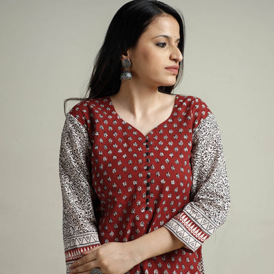  Block Print Cotton Straight Bagh Kurta For Women