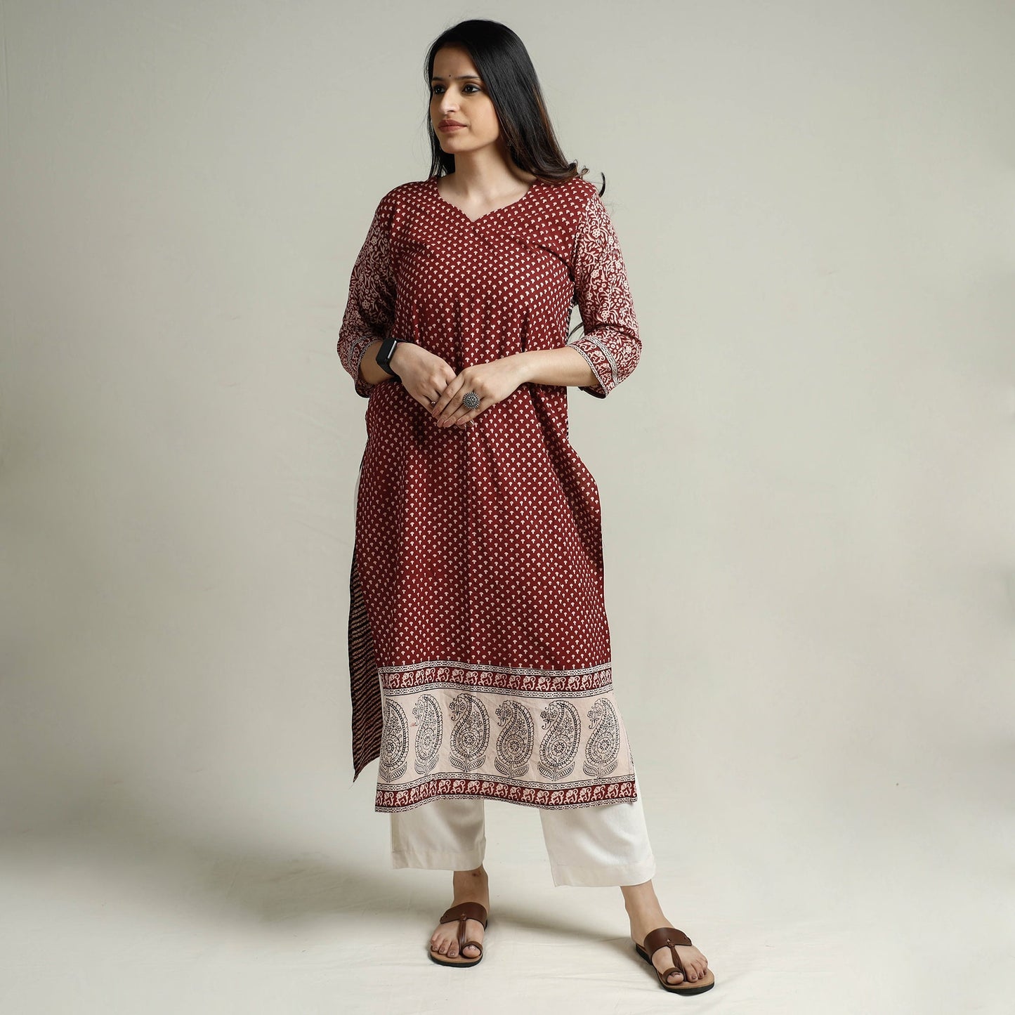  Block Print Cotton Straight Bagh Kurta For Women