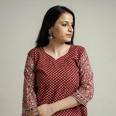  Block Print Cotton Straight Bagh Kurta For Women