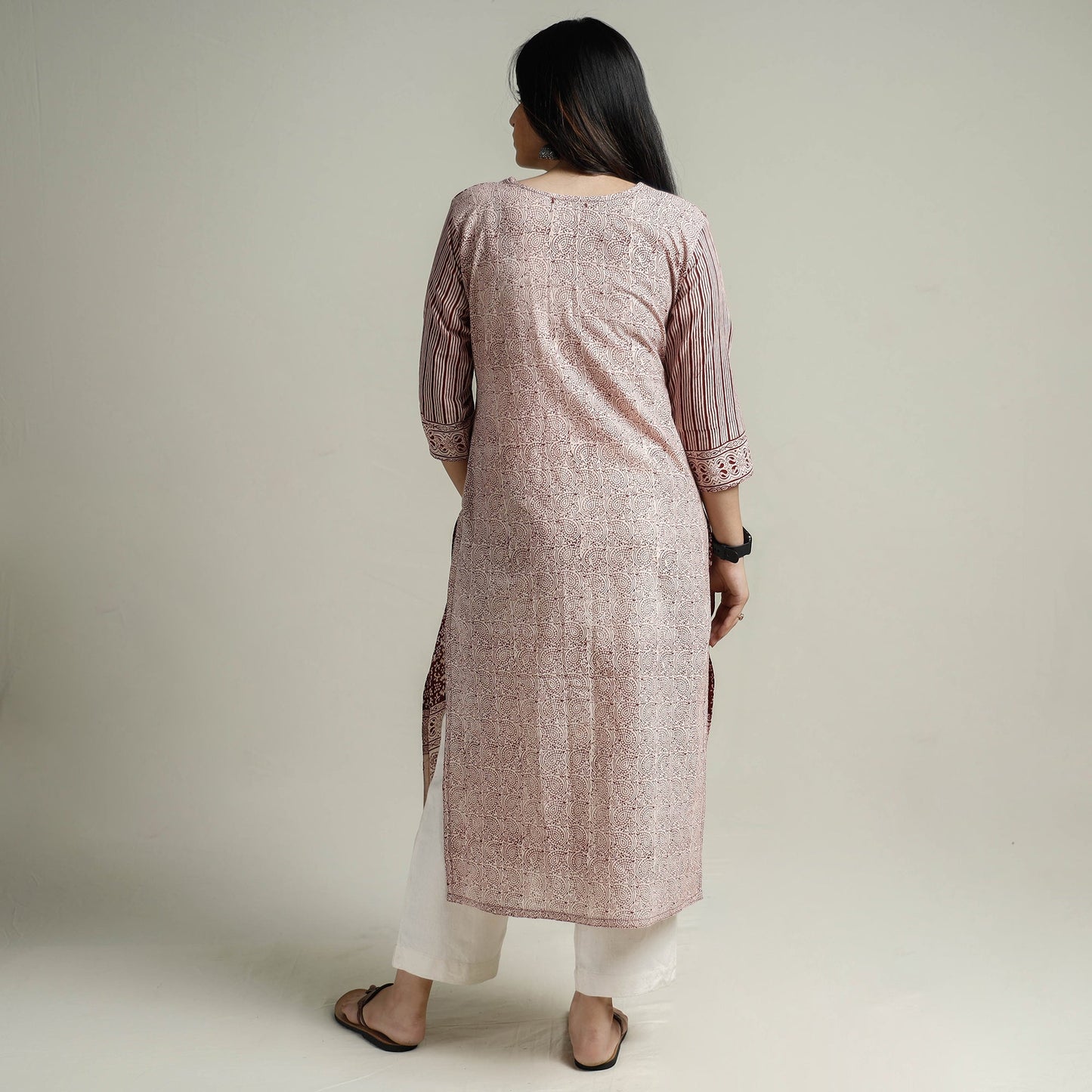 Buy Block Print Cotton Straight Bagh Kurta For Women