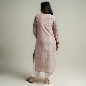 Buy Block Print Cotton Straight Bagh Kurta For Women