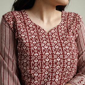 Buy Block Print Cotton Straight Bagh Kurta For Women