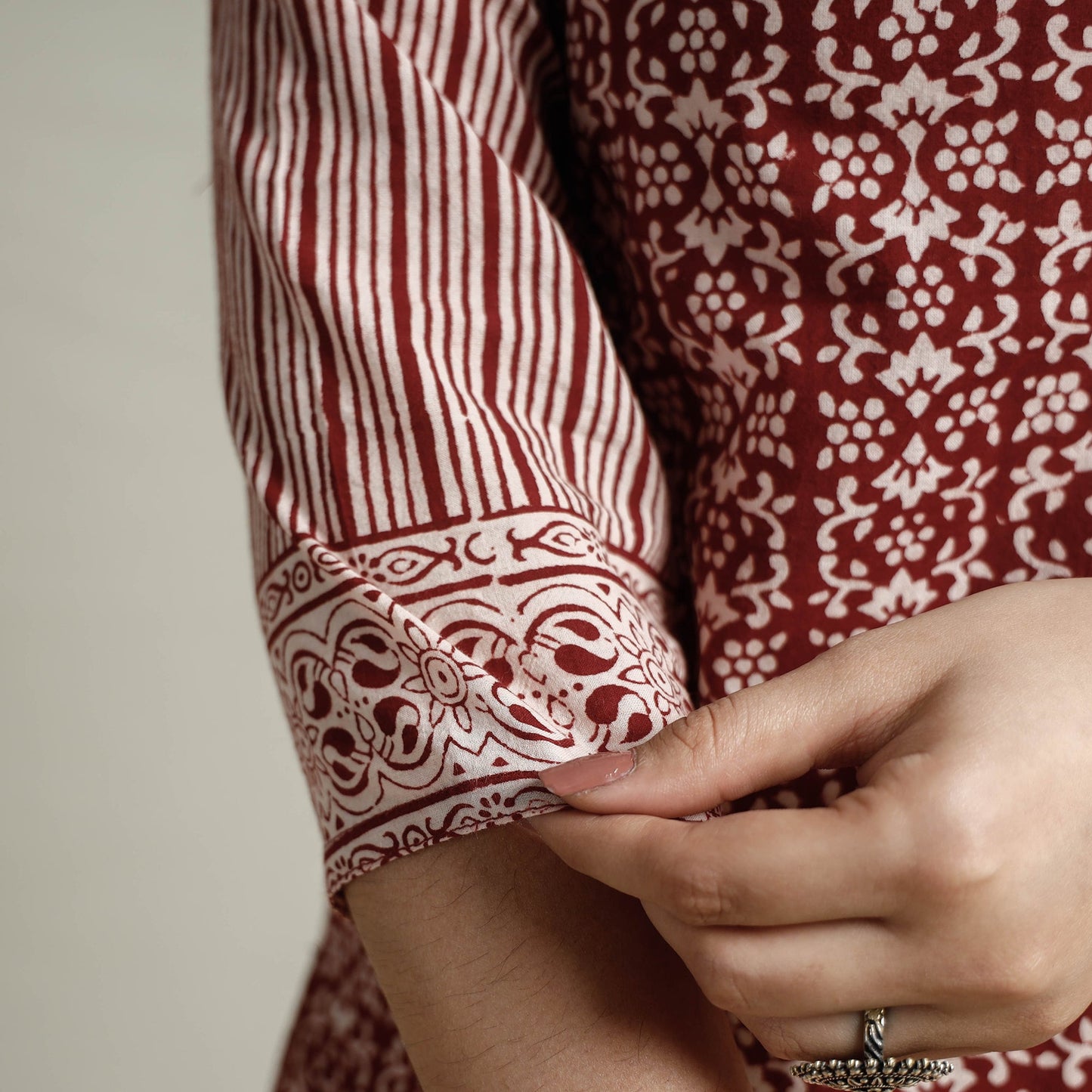 Buy Block Print Cotton Straight Bagh Kurta For Women