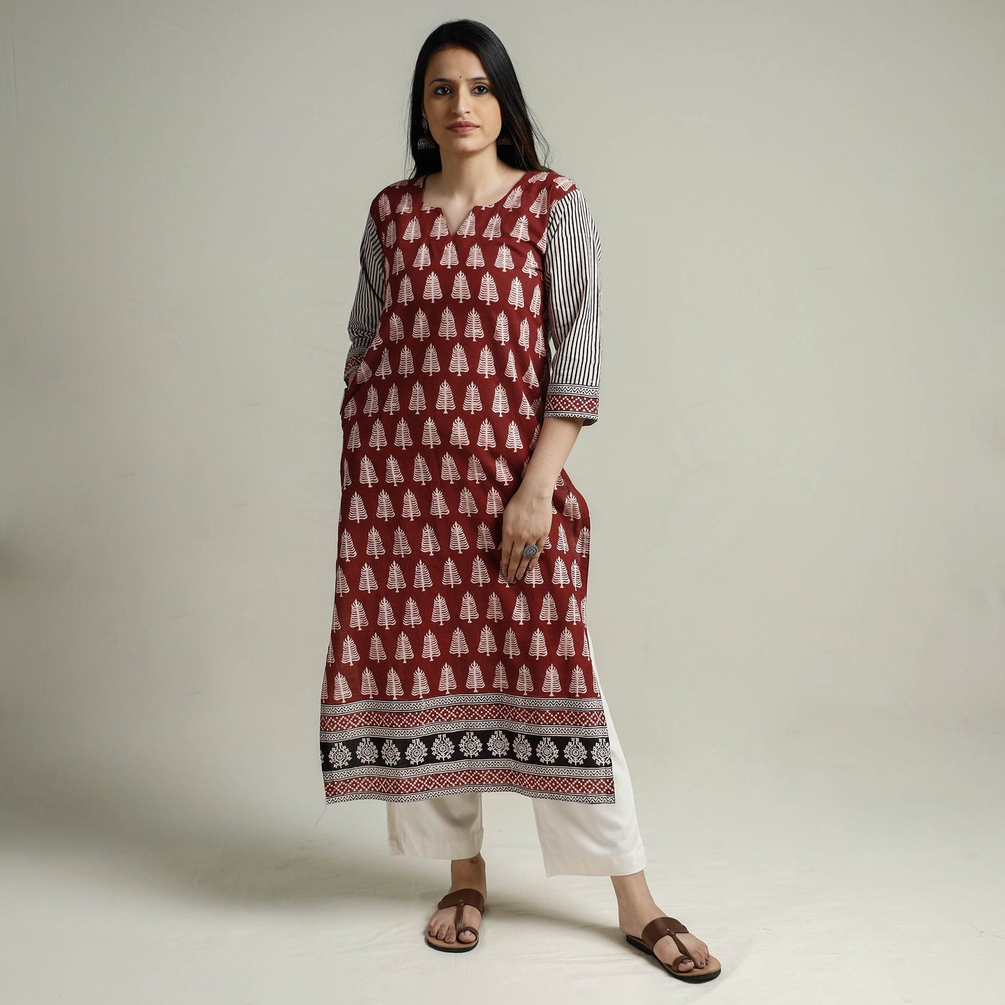  Block Print Cotton Straight Bagh Kurta For Women