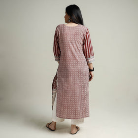 Buy Block Print Cotton Straight Bagh Kurta For Women