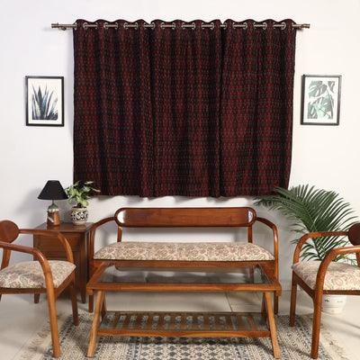  Cotton Window Maroon Pochampally Ikat Curtain 
