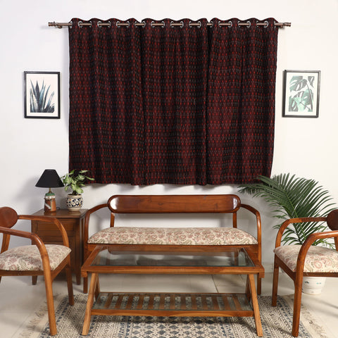  Cotton Window Maroon Pochampally Ikat Curtain 