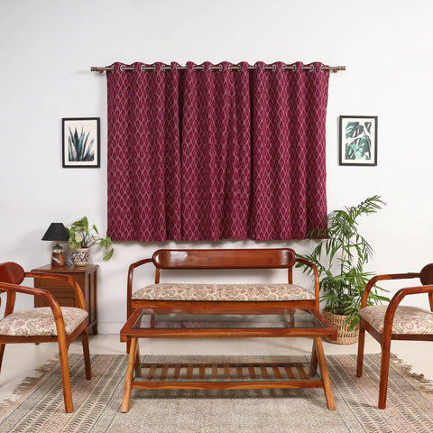 Maroon - cotton window pochampally ikat curtain (5 x 3
