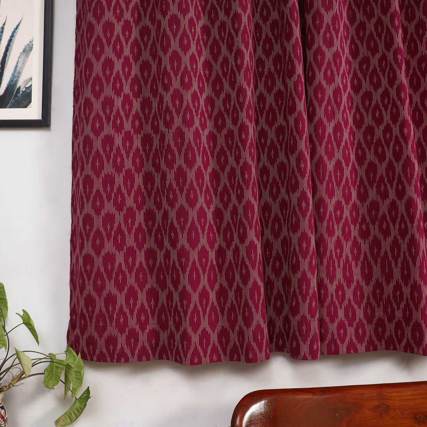 Maroon - cotton window pochampally ikat curtain (5 x 3