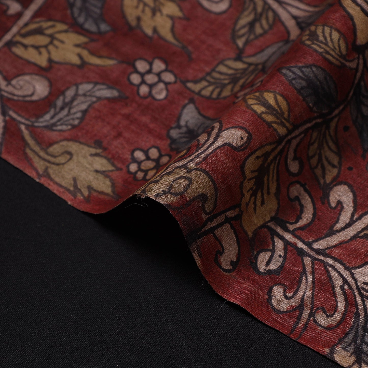 Maroon - desi tussar silk handpainted srikalahasti pen