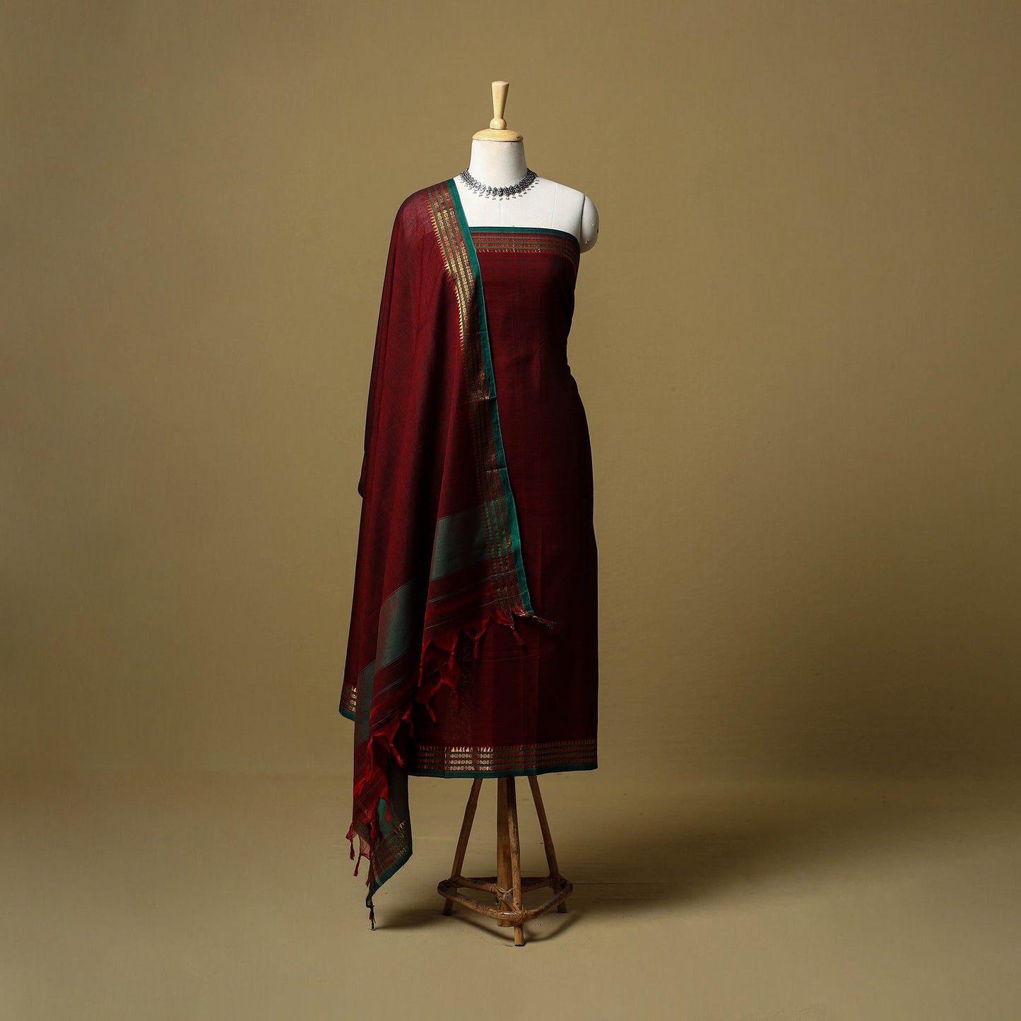 Dharwad cotton 3pc unstitched dress material with border 02