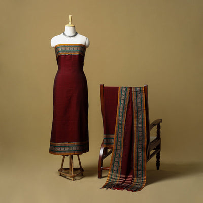 Dharwad cotton 3pc unstitched dress material with border 14