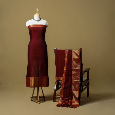 Dharwad cotton 3pc unstitched dress material with border 24