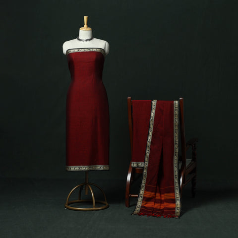 Dharwad cotton 3pc unstitched dress material with thread