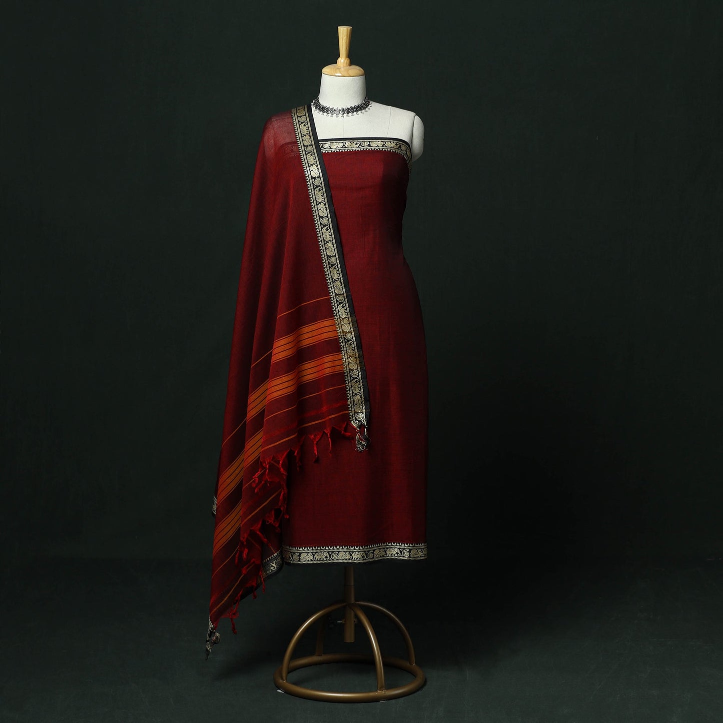 Dharwad cotton 3pc unstitched dress material with thread