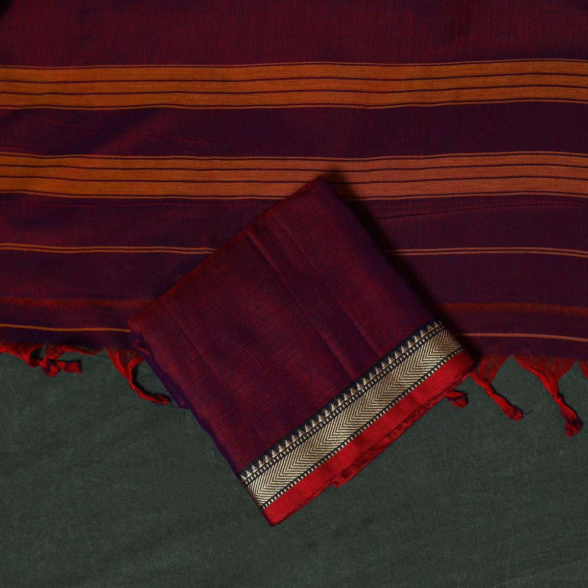 Dharwad cotton 3pc unstitched dress material with thread