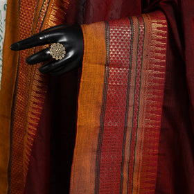 Maroon - dharwad cotton dupatta with zari border 03