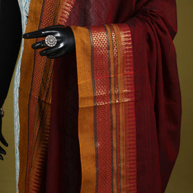 Maroon - dharwad cotton dupatta with zari border 08