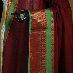 Maroon - dharwad cotton dupatta with zari border 23