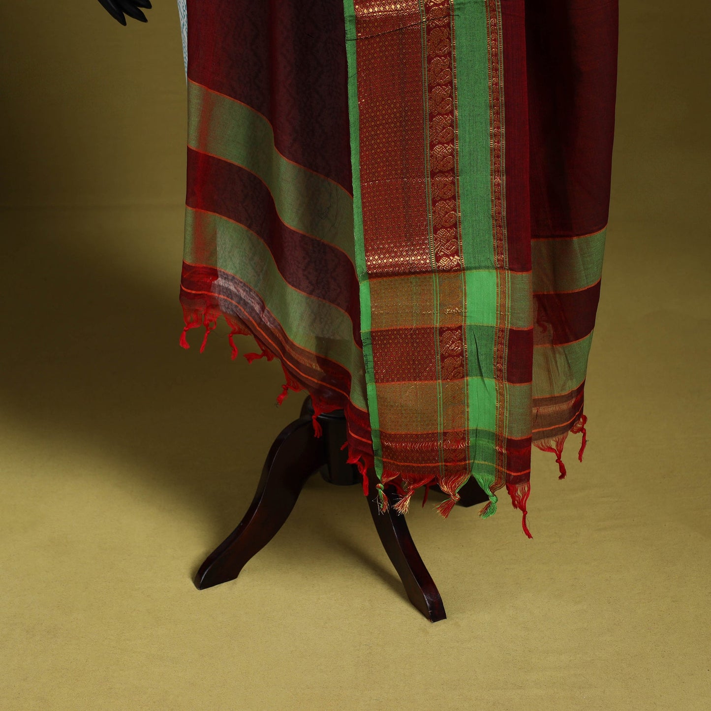Maroon - dharwad cotton dupatta with zari border 23