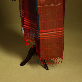 Maroon - dharwad cotton dupatta with zari border 28