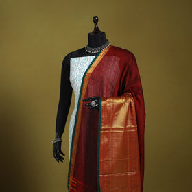Maroon - dharwad cotton dupatta with zari border 28