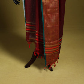 Maroon - dharwad cotton dupatta with zari border 30