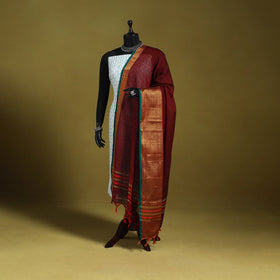 Maroon - dharwad cotton dupatta with zari border 30